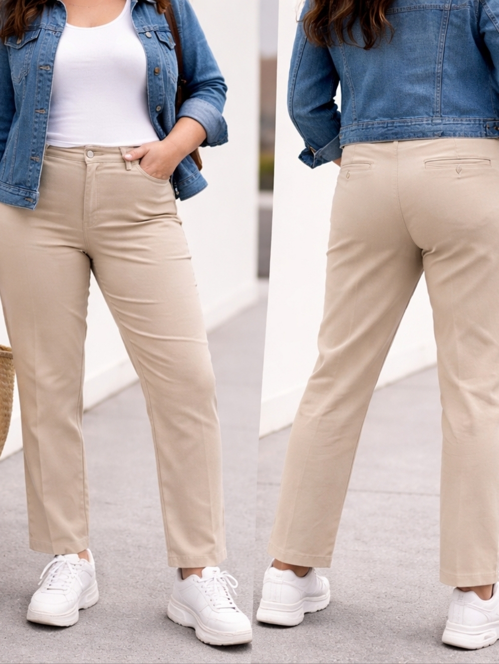 L.L.Bean Favorite Fit Khaki Chino Pants Women’s 18W Regular Stretch Straight Leg